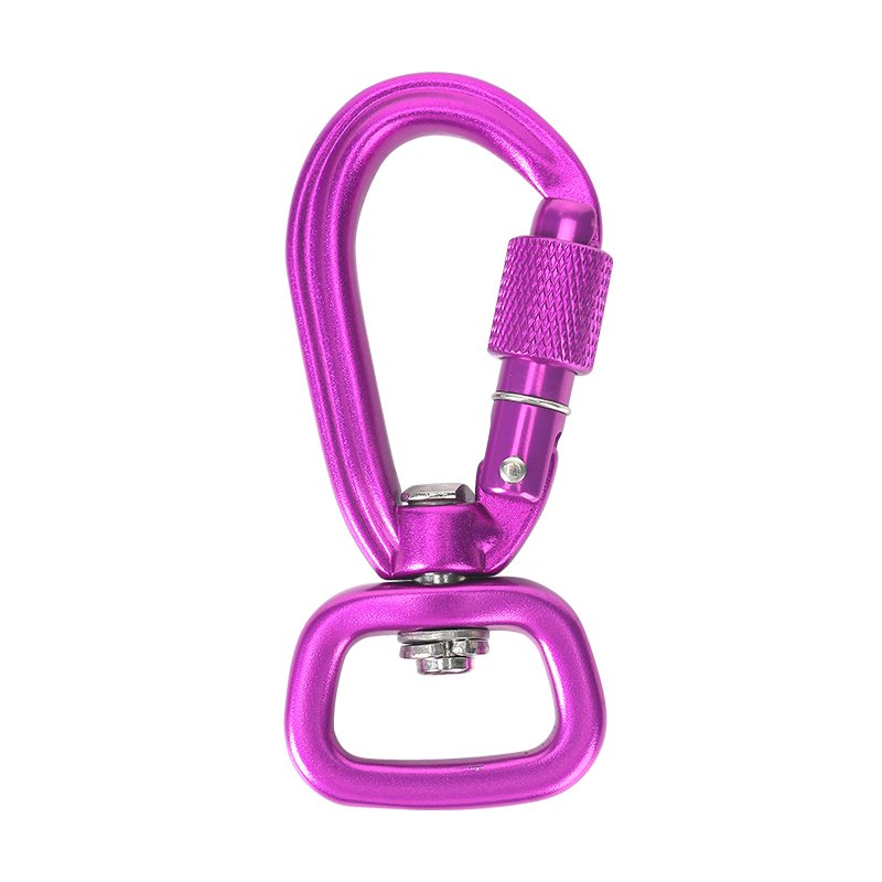 4KN Customized High Quality Self Locking Swivel Aluminum Twist Carabiner for Dog Leash Anodized