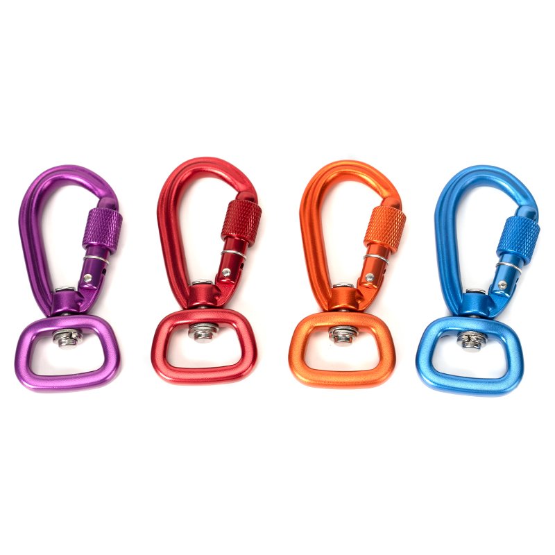 4KN Customized High Quality Self Locking Swivel Aluminum Twist Carabiner for Dog Leash Anodized