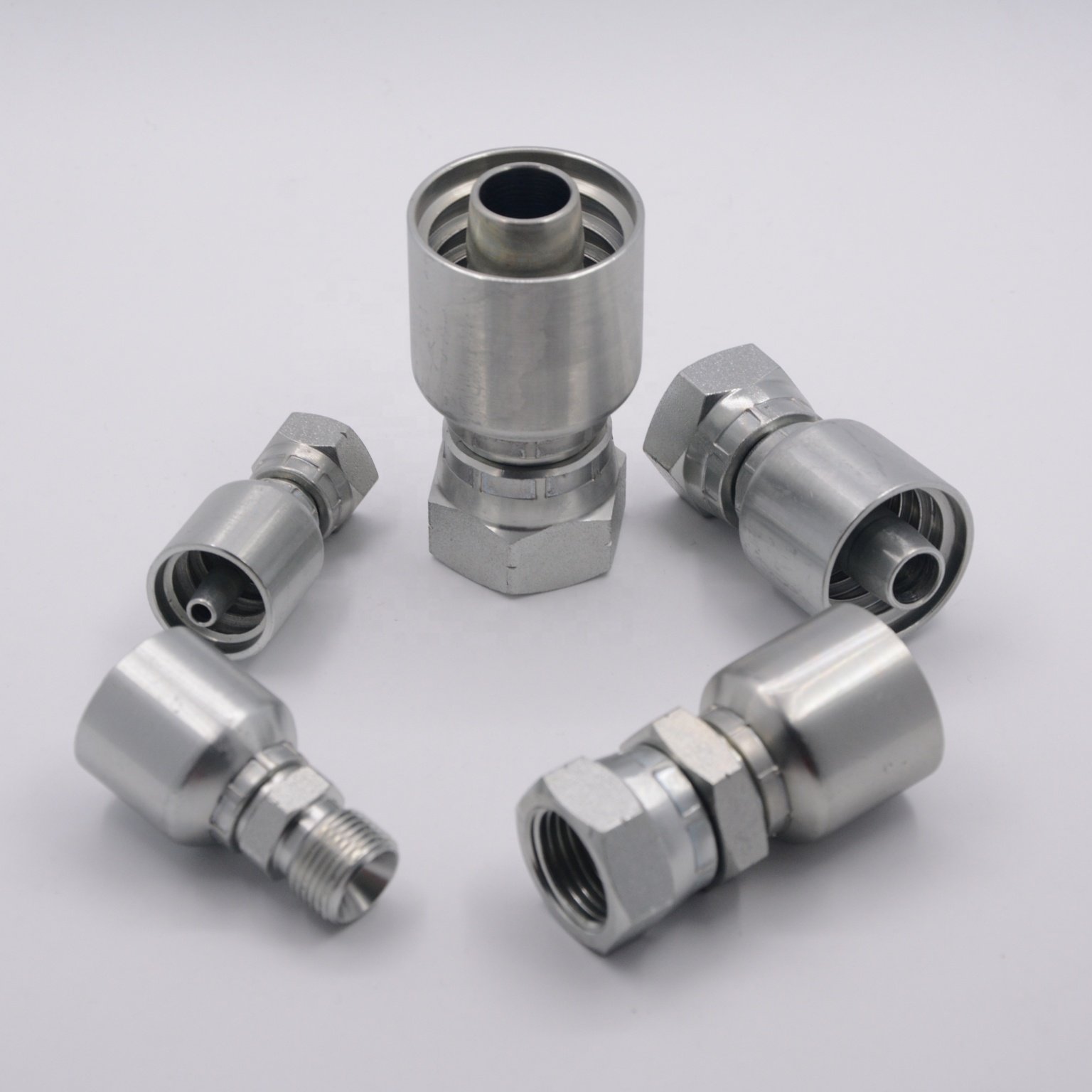 Quick Coupler 1 Piece Hydraulic Bsp Thread Pipe Hose Fittings for Crimping Press