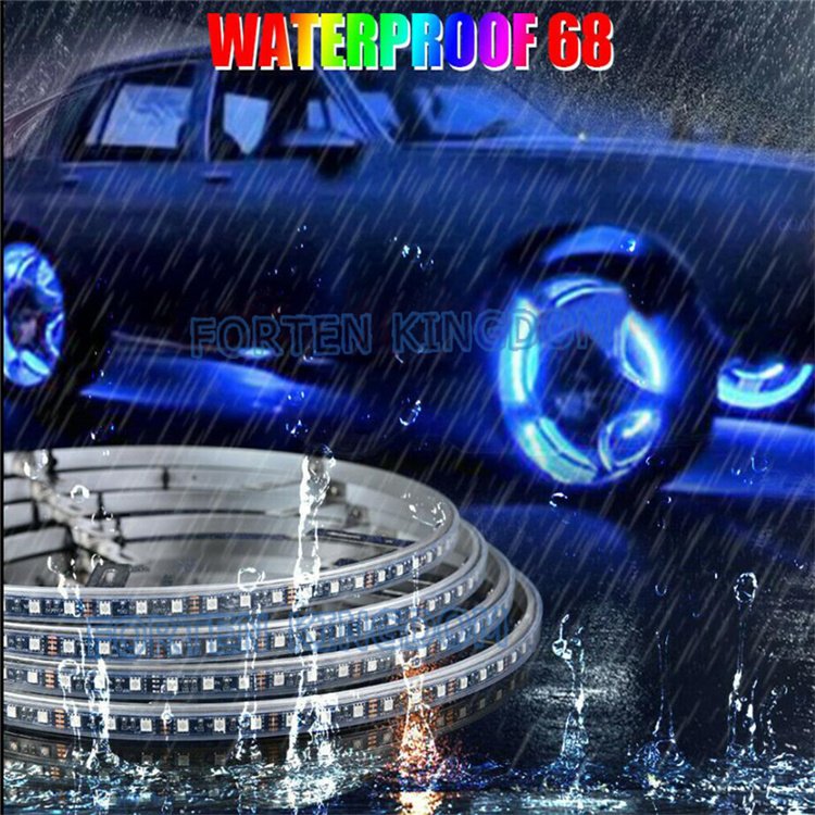 14.5" 15.5" 17" Single Row Illuminated App Controlled Truck RGB LED Wheel Ring Rim Tire Lights
