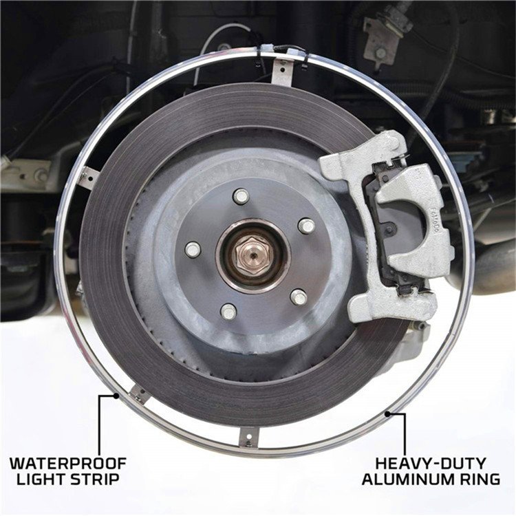 14.5" 15.5" 17" Single Row Illuminated App Controlled Truck RGB LED Wheel Ring Rim Tire Lights