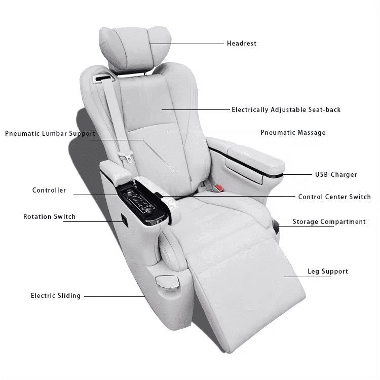 Custom Van Modified Interior Luxury Car Seats with Table Plates Alphard/Vellfire/Viano /w447/vito VIP Aviation Power Seat