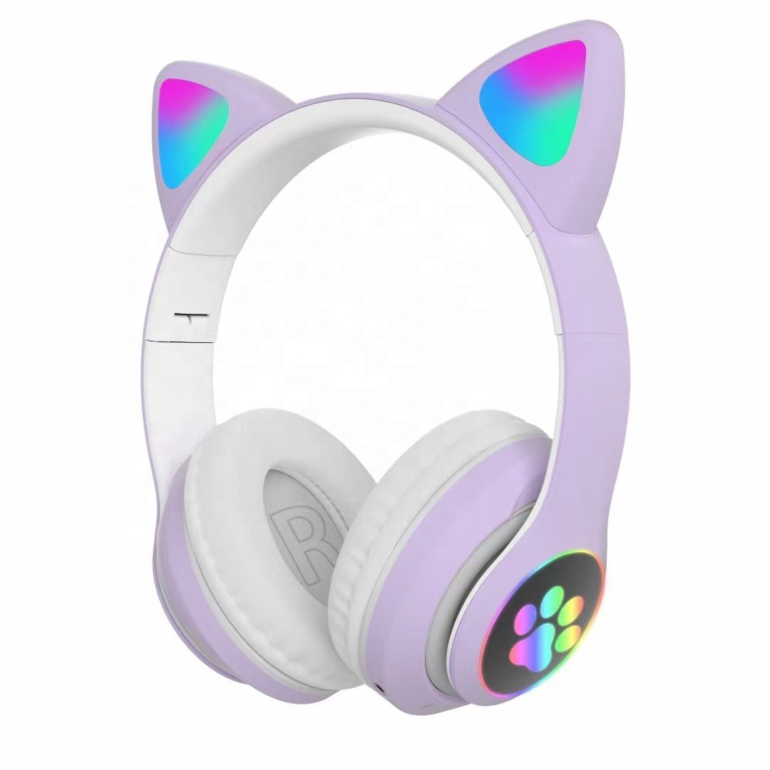 Cute Cat Ear Wireless Earphones LED Flash TWS Sports Aviation DJ Mobile Phone Travel Accessories JL Chipset Girls Gaming Helmet