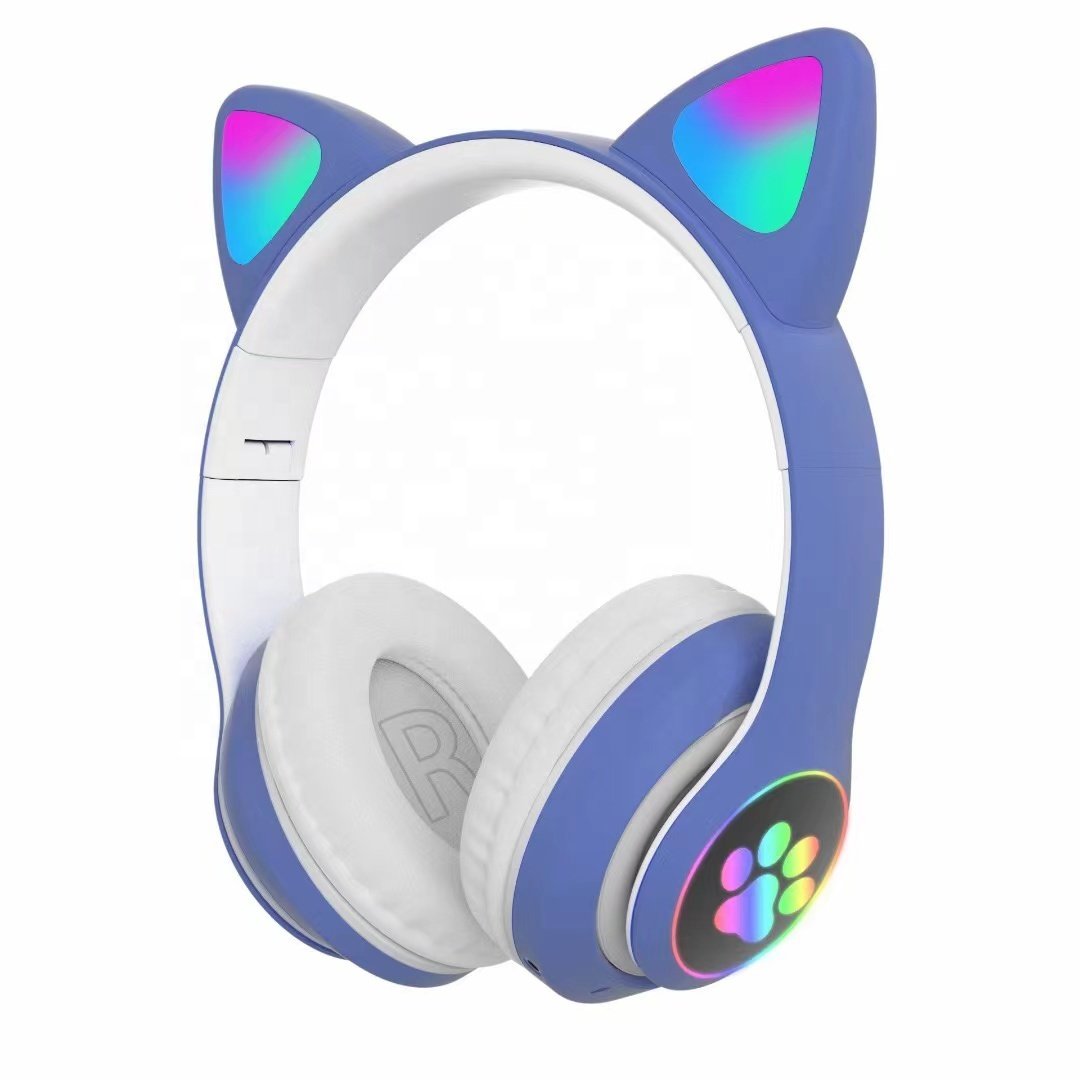 Cute Cat Ear Wireless Earphones LED Flash TWS Sports Aviation DJ Mobile Phone Travel Accessories JL Chipset Girls Gaming Helmet