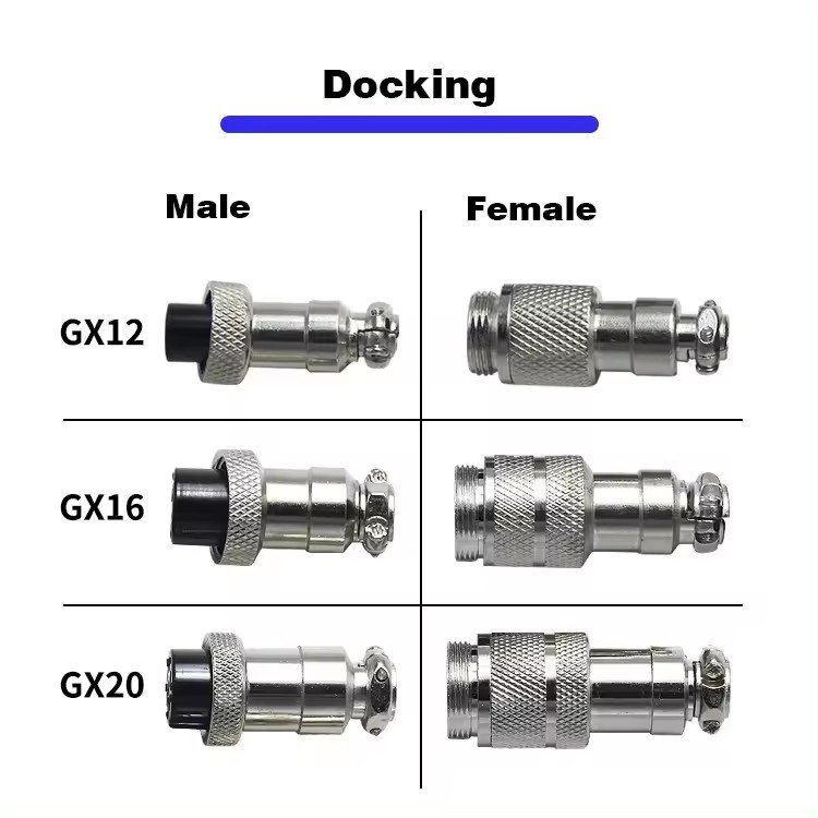 Metal Aviation Plug GX12 Waterproof Electrical Gx12 4pin Cable Mount Male Female Aviation Connector