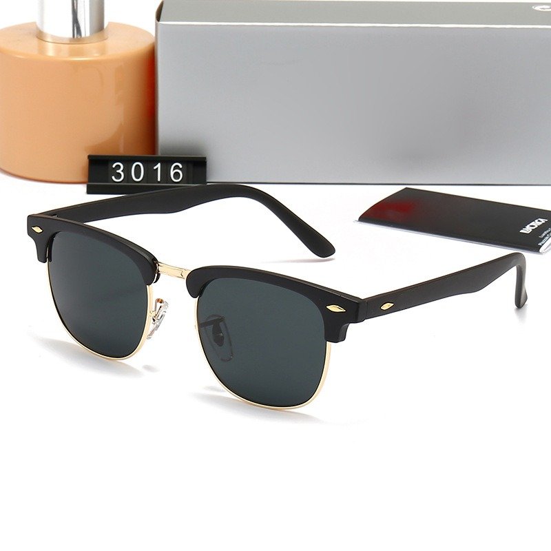 High Quality Glass Lens Original 3016 Shades Men Women Fashion Glasses Half Metal Frame Eyewear Luxury Brand Designer Sunglasses