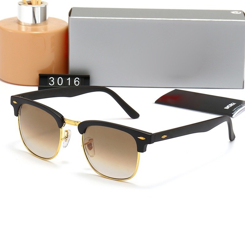 High Quality Glass Lens Original 3016 Shades Men Women Fashion Glasses Half Metal Frame Eyewear Luxury Brand Designer Sunglasses