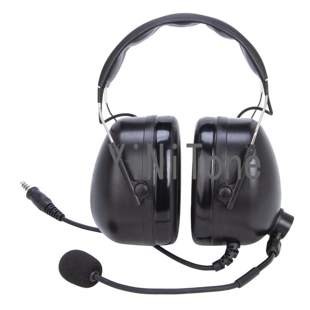 YiNiTone 7.1mm NATO Black Tactical Pilot Headset Aviation Headset Earpiece Microphone for Two Way Radio Walkie Talkie Earphone