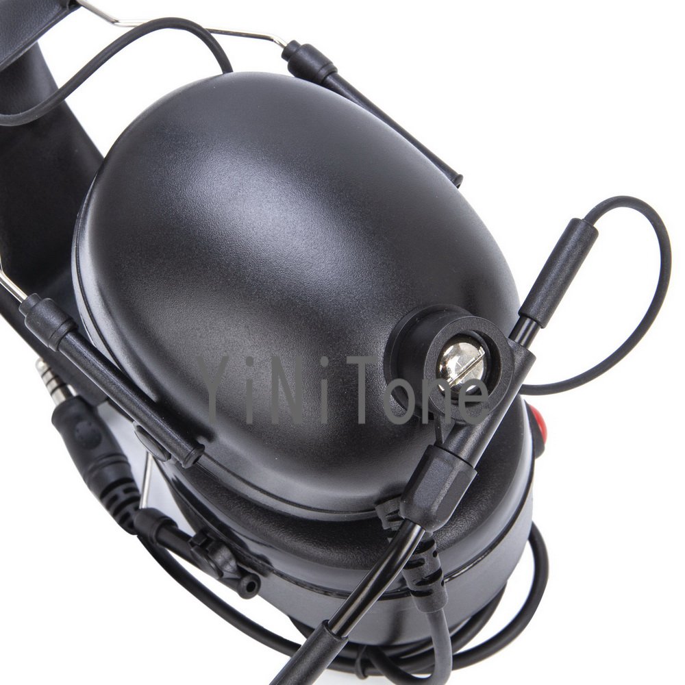 YiNiTone 7.1mm NATO Black Tactical Pilot Headset Aviation Headset Earpiece Microphone for Two Way Radio Walkie Talkie Earphone