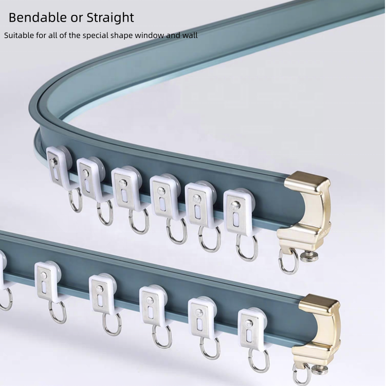 High Quality Curved Metal Curtain Track Rail Flexible Bendable Curtain Rail Track for L U Shape Window