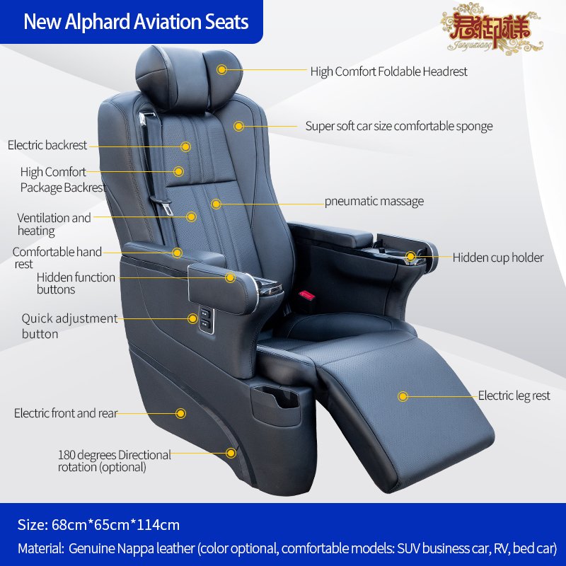 Aviation Seat Car Seat Toyota ALPHARD VELLFIRE Hiace Noah Voxy Sienna PREVIA Proace Granvia Leather Sports Customize Car Seat
