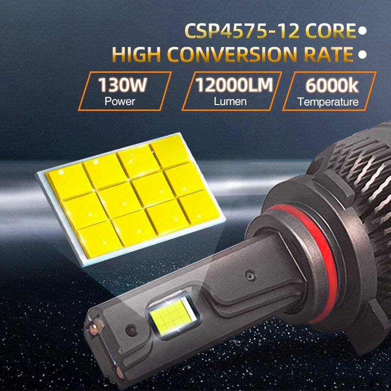 High Power Auto Accessories 130W Three Copper Tubes 4575 Led Chips Headlamp H4 H7 H11 Car Led Headlight Bulb