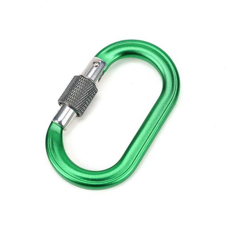 4KN Aluminum Straight Gate Screw Locking Oval Shape Carabiner Spring Hook Locking Micro Carabiner Marine Grade Snap Hook