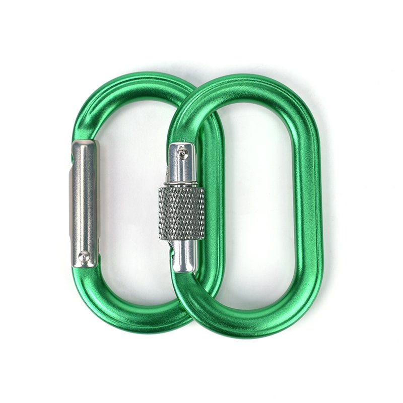 4KN Aluminum Straight Gate Screw Locking Oval Shape Carabiner Spring Hook Locking Micro Carabiner Marine Grade Snap Hook