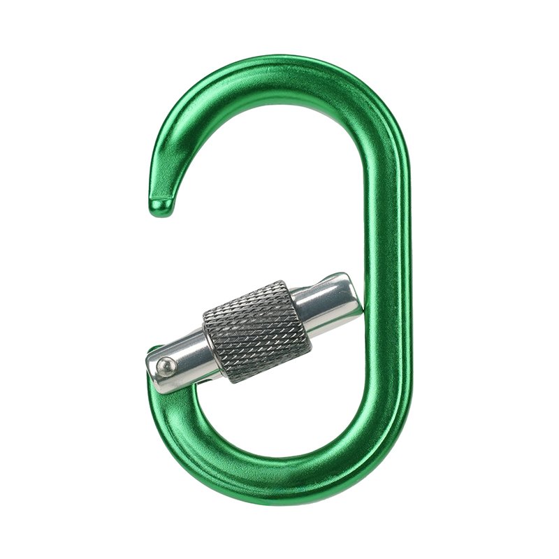 4KN Aluminum Straight Gate Screw Locking Oval Shape Carabiner Spring Hook Locking Micro Carabiner Marine Grade Snap Hook