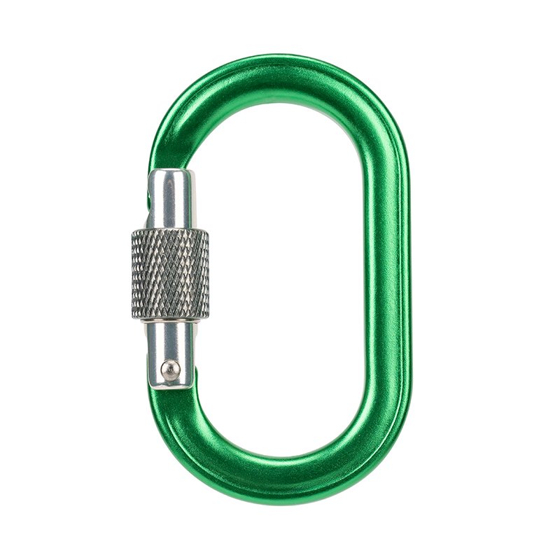 4KN Aluminum Straight Gate Screw Locking Oval Shape Carabiner Spring Hook Locking Micro Carabiner Marine Grade Snap Hook