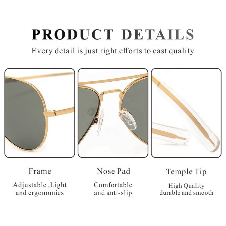 Designer Aviation Sunglasses Double Bridge Fashion Vintage Sun Glasses Shades Sunglasses Hombre De Metal