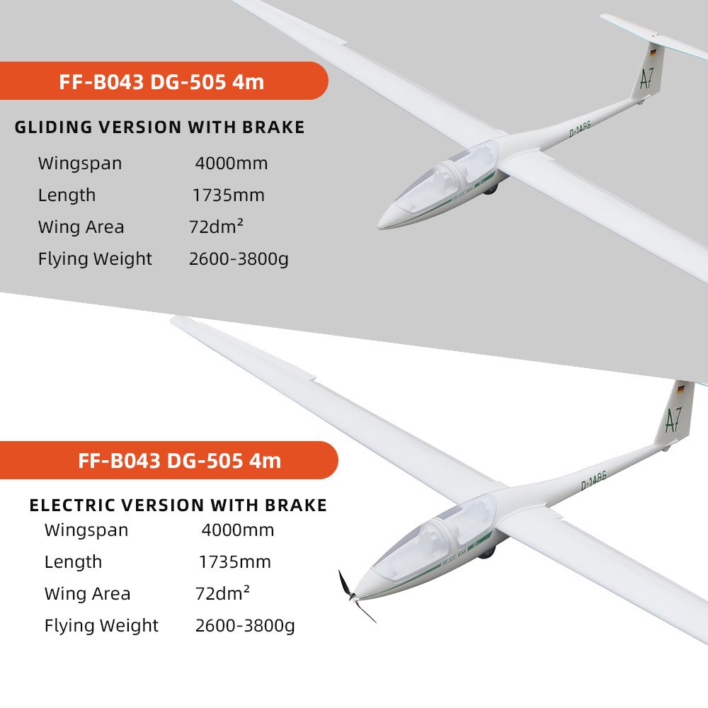 Gliding/Electric RC Plane Wingspan 4000mm w/Brake Epoxy Fuselage/Balsa Wood Wing