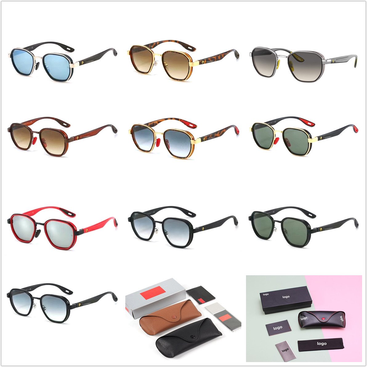 RB0840S Way Far Square Shape Polarized Sun Glasses Eyewear Kit Bundle Low Bridge Fit Over Square Thick Leg Acetate Sunglasses