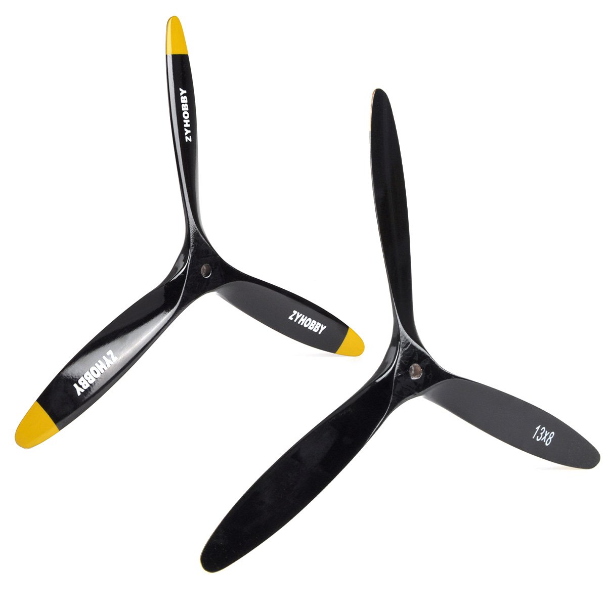 ZYHOBBY 12-18 Inch 3 Blade Electric Power Tractor Propeller for RC Fixed Wing Plane Airplane Beech Wood Props Black+Yellow