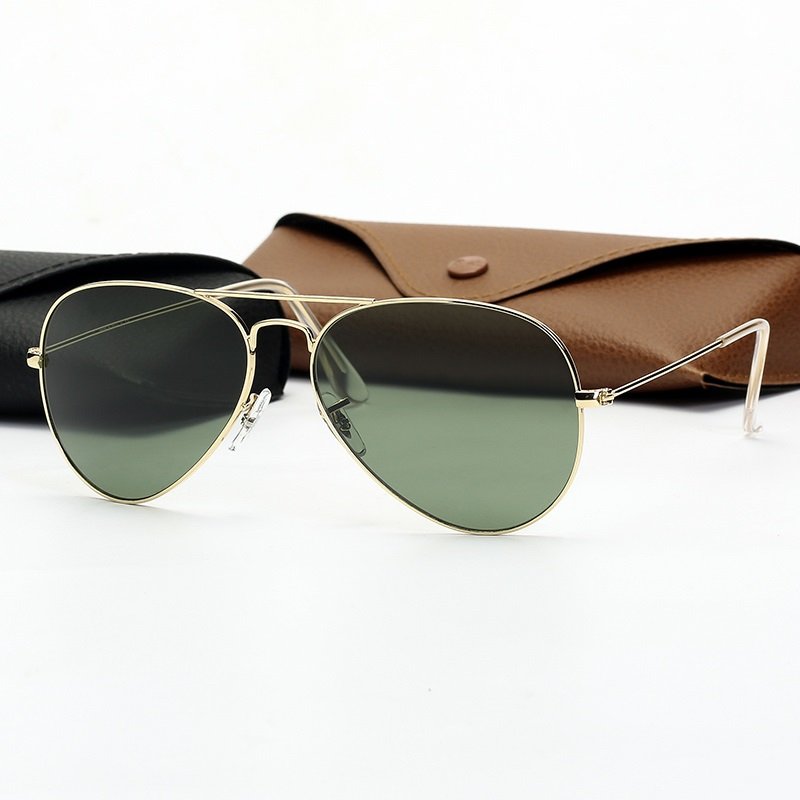 Fashion Luxury Pilot Aviation Eyewear Metal Alloy Frame UV400 Glass Lenses Men Shades Sunglasses for Christmas Gifts