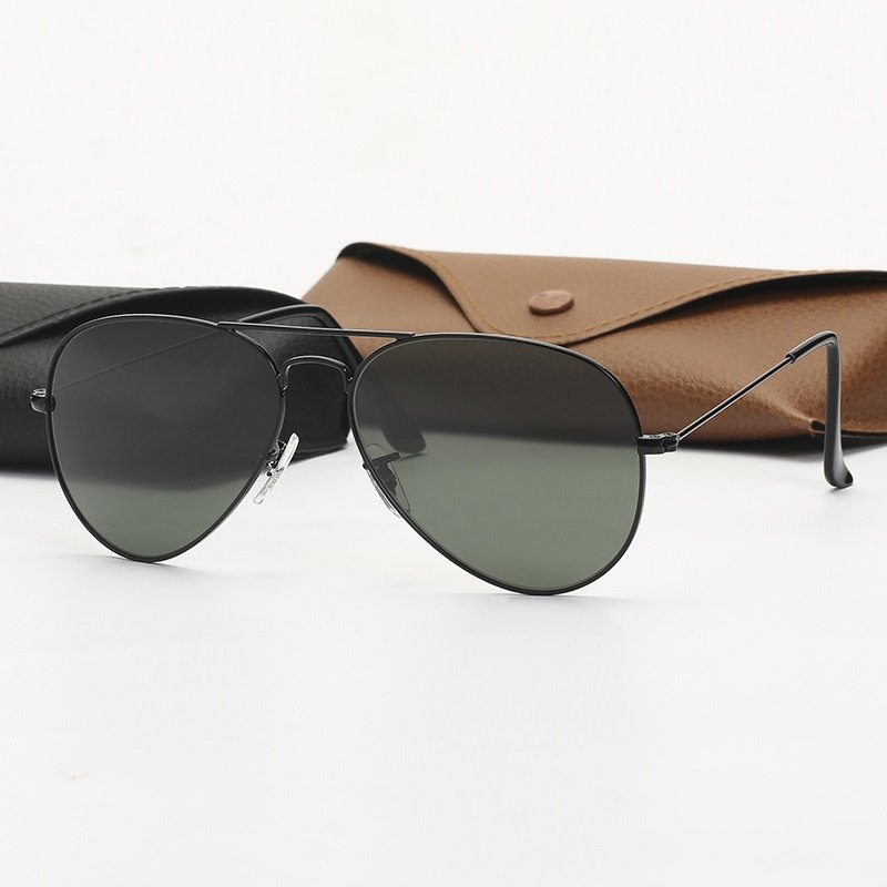 Fashion Luxury Pilot Aviation Eyewear Metal Alloy Frame UV400 Glass Lenses Men Shades Sunglasses for Christmas Gifts