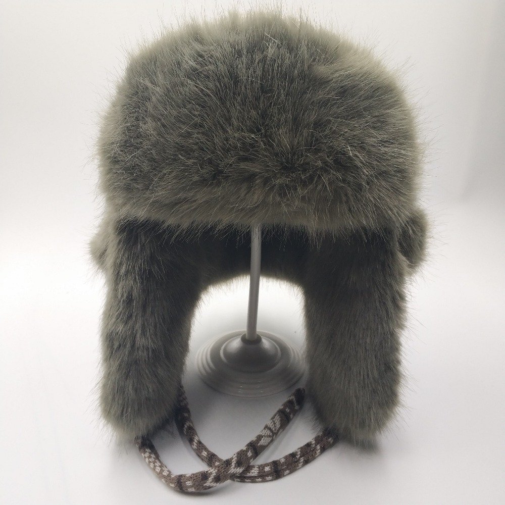 Winter Unisex Warm Faux Fur Trooper Aviator Bomber Ski Earflap Hat Cap Russian Ushanka Jacquard Knitting