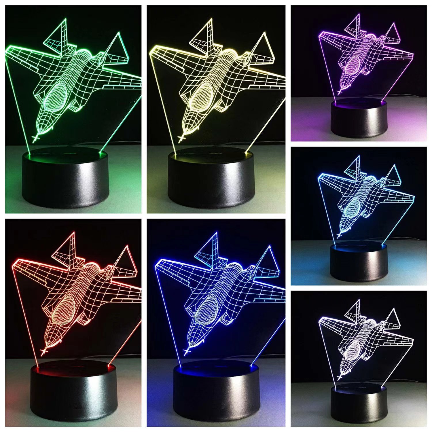 War Plane Fighter aircraft 3d Night Lights Jet Plane Table Lamp Christmas decorative lights