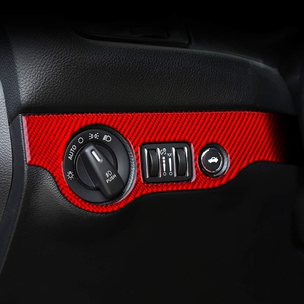 Carbon Fiber Car Headlight Switch Sticker CoPilot Storage Box Cover Interior Trim Decal Decoration Accessories for Dodge Charger