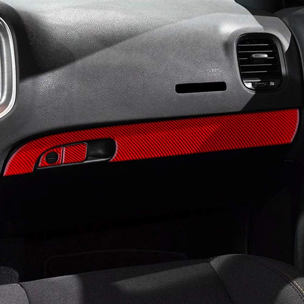 Carbon Fiber Car Headlight Switch Sticker CoPilot Storage Box Cover Interior Trim Decal Decoration Accessories for Dodge Charger