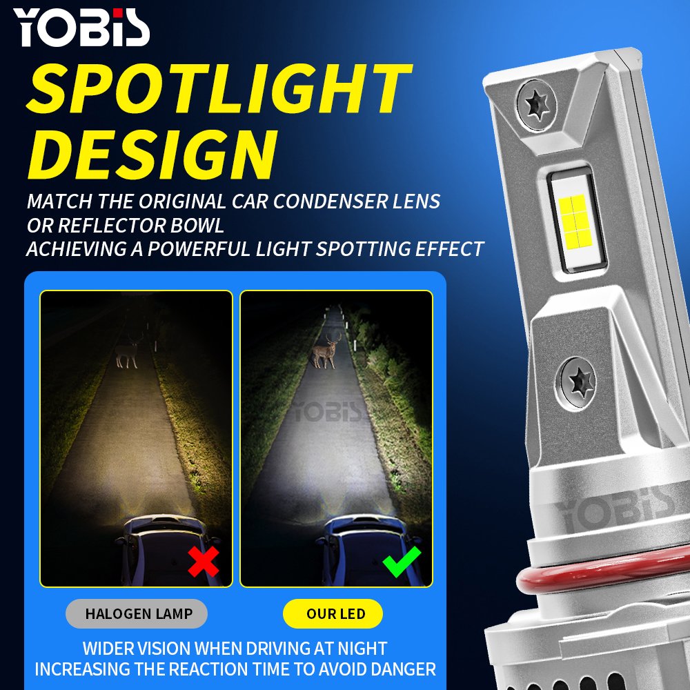 Yobis One-body Play and Plug Headlight Bulbs H1 H3 H4 H7 9006 H11 Car Accessories Led Low Beam Headlights