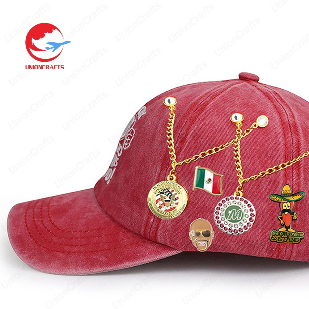 Customized Cap Pin Wholesale Personalized Custom Logo Espanol Mexico Pin Art CN Anime Crocss Metal Enamel Mexico Lapel Hat Pin