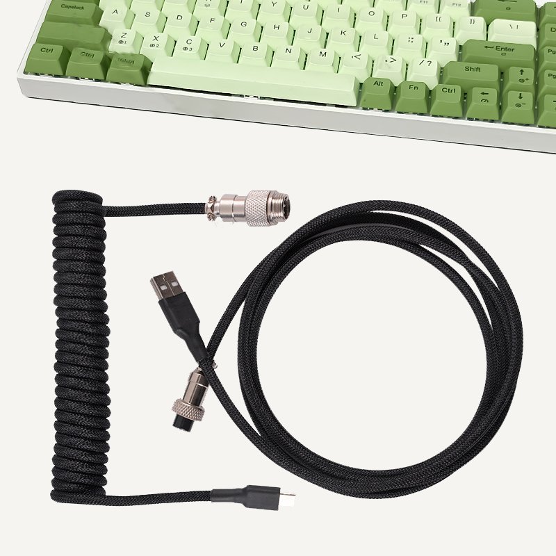 Custom Type c Usb Usb-c Coiled Gaming Keyboard Cable Mechanical Keyboard Cable With aviator Connector Keyboard Coil Cable