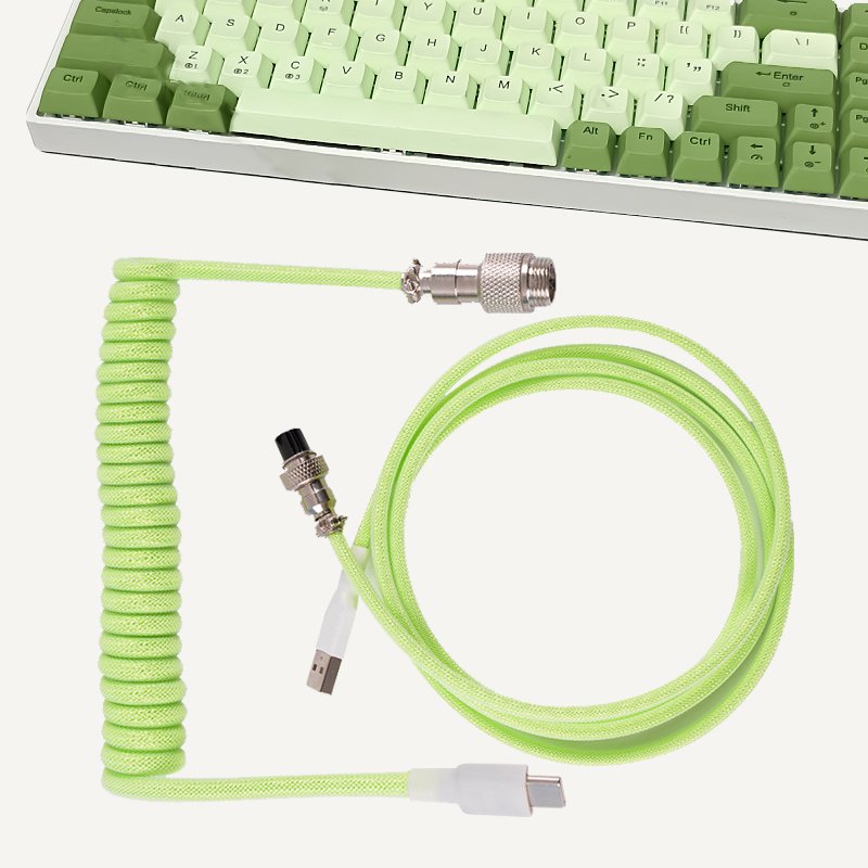 Custom Type c Usb Usb-c Coiled Gaming Keyboard Cable Mechanical Keyboard Cable With aviator Connector Keyboard Coil Cable