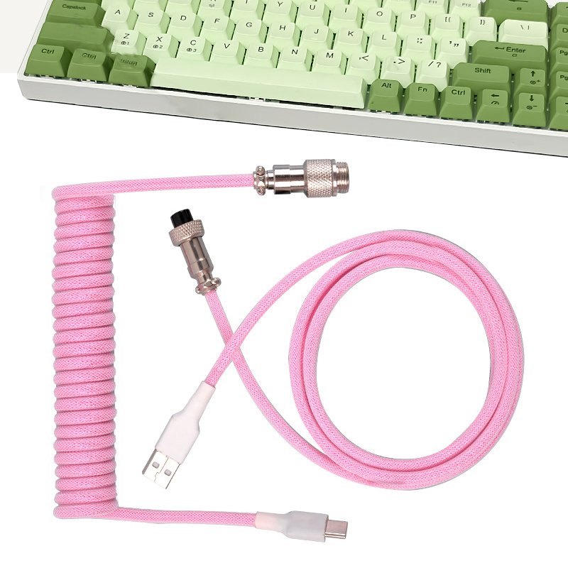 Custom Type c Usb Usb-c Coiled Gaming Keyboard Cable Mechanical Keyboard Cable With aviator Connector Keyboard Coil Cable