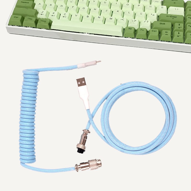 Custom Type c Usb Usb-c Coiled Gaming Keyboard Cable Mechanical Keyboard Cable With aviator Connector Keyboard Coil Cable