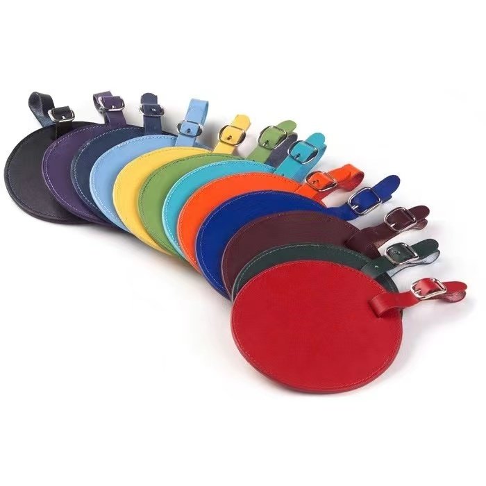 Manufacture Wholesale round PU luggage tag portable luggage tag tourist luggage accessories aircraft boarding pass for travel