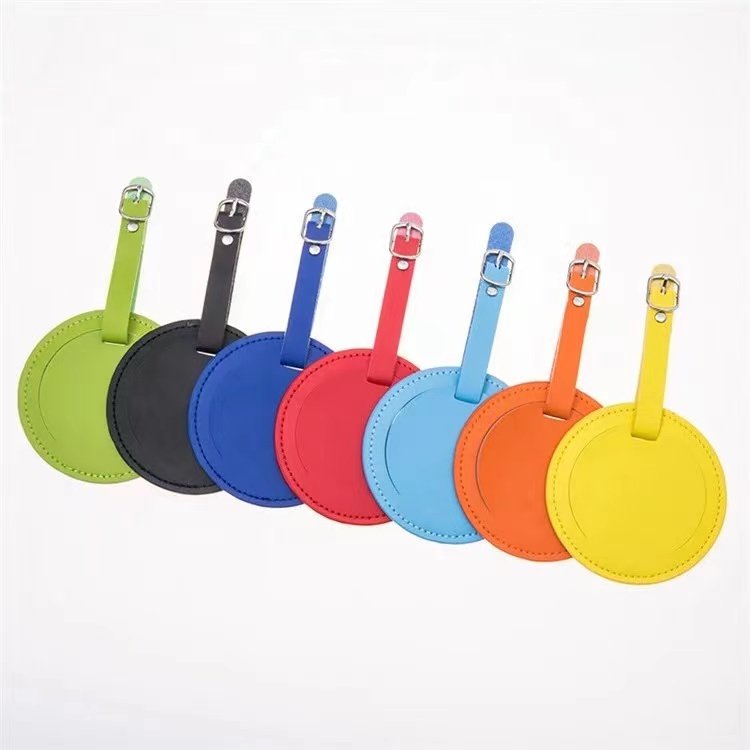 Manufacture Wholesale round PU luggage tag portable luggage tag tourist luggage accessories aircraft boarding pass for travel