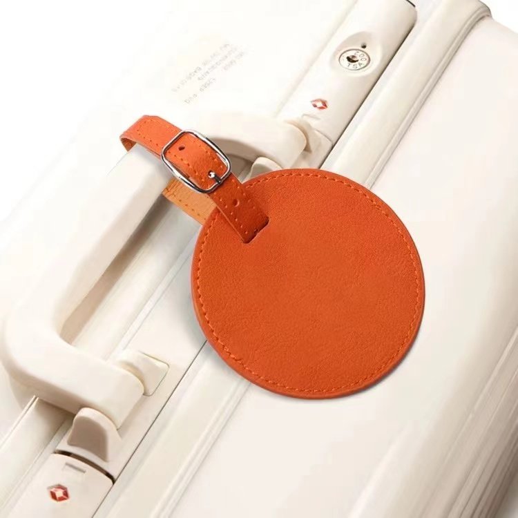 Manufacture Wholesale round PU luggage tag portable luggage tag tourist luggage accessories aircraft boarding pass for travel