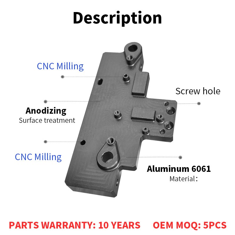High quality cnc machined aluminum alloy parts part anodized laser service aviation parts for Semiconductor equipment