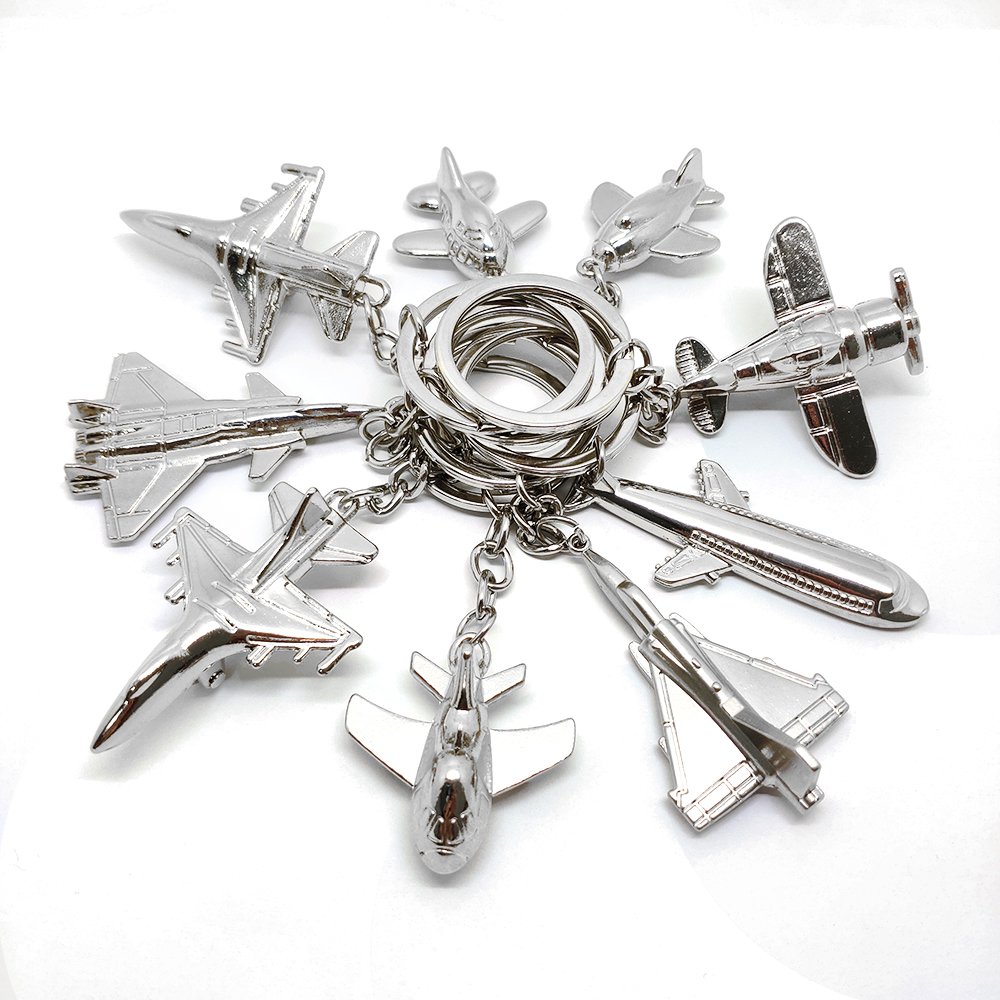 Wholesale Personalize Custom Logo Metal 3D Souvenir Gift Mini Aviation Plane Accessories Key Chain Aircraft Airplane Keychain