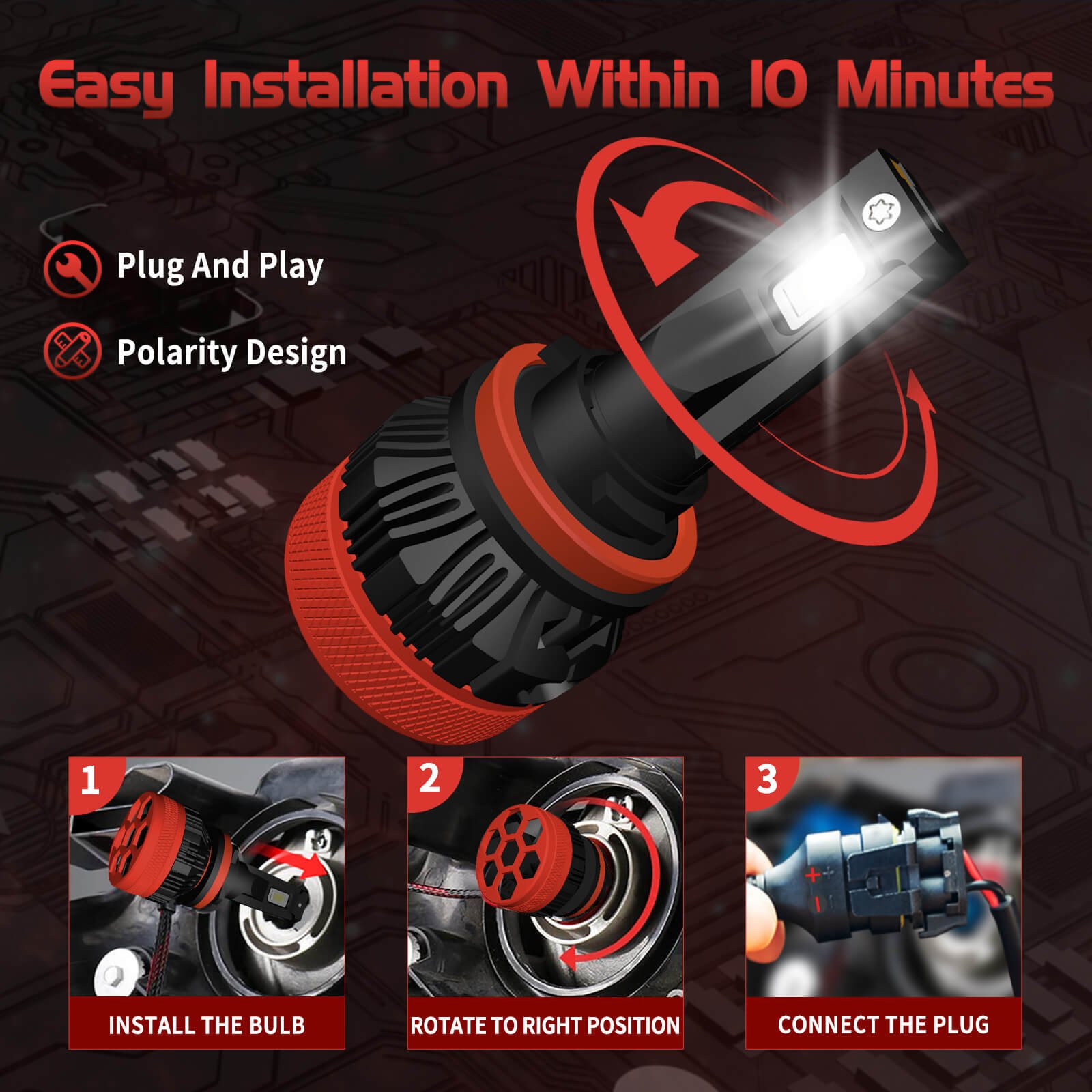 Wattstar High Brightness H9 H8 H11 Led Headlamp 50 Watts Led Headlight Bulb with Canbus