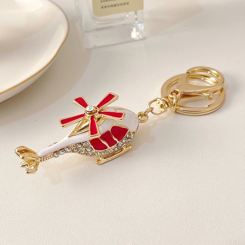 New Arrive Helicopter Safety Keychain Accessories Bulk Aircraft Model Keyring Metal Pendant Holiday Gift Bag Pendant