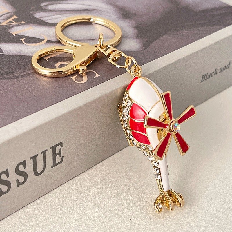 New Arrive Helicopter Safety Keychain Accessories Bulk Aircraft Model Keyring Metal Pendant Holiday Gift Bag Pendant