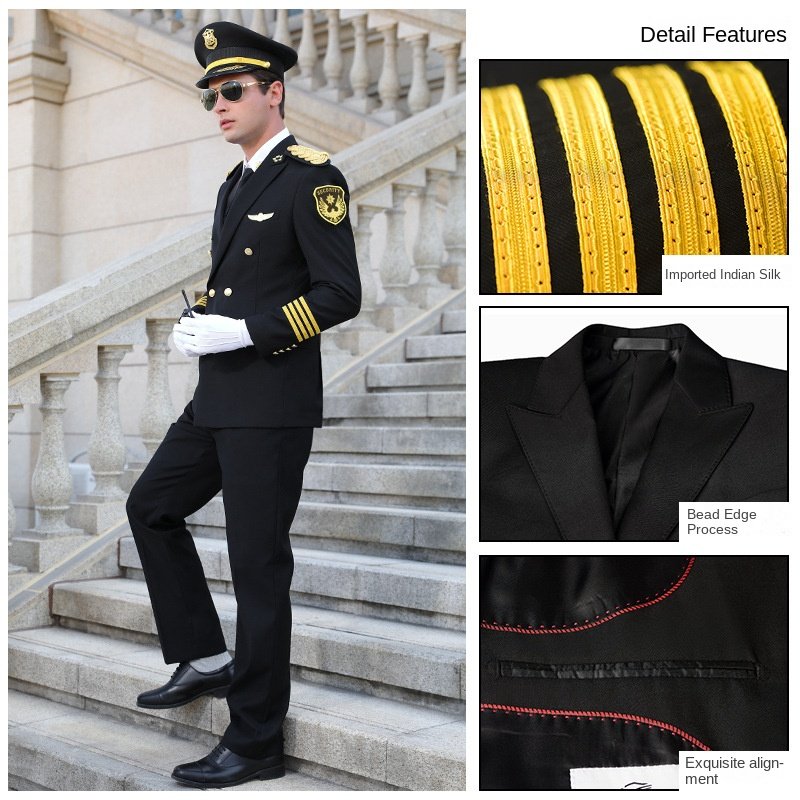 Aviation Captain Male pilot Uniform Spring and Autumn Property Etiquette Security Jacket