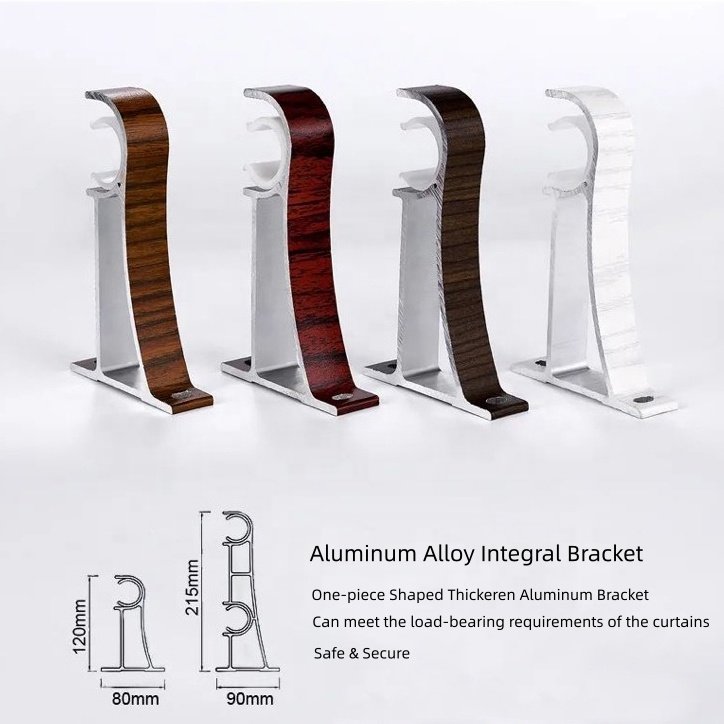Wholesale Solid Wood Grain Metal Curtain Poles Tracks for Home