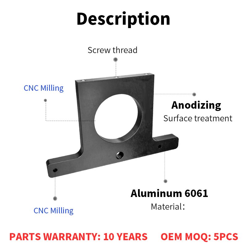 Custom Aluminum Alloy Piece Machine Part Services Turning Anodized for Semiconductor Equipment Accessories