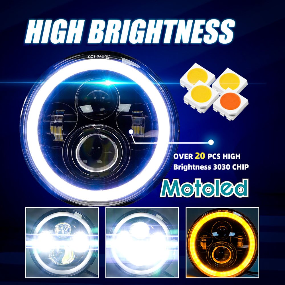MOTOLED 7 Inch Motorcycle Headlight Projector Lens DRL Projector Lens for Bajaj Boxer BJ100