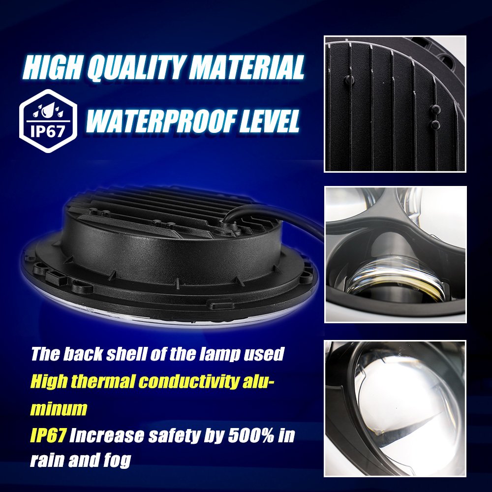 MOTOLED 7 Inch Motorcycle Headlight Projector Lens DRL Projector Lens for Bajaj Boxer BJ100