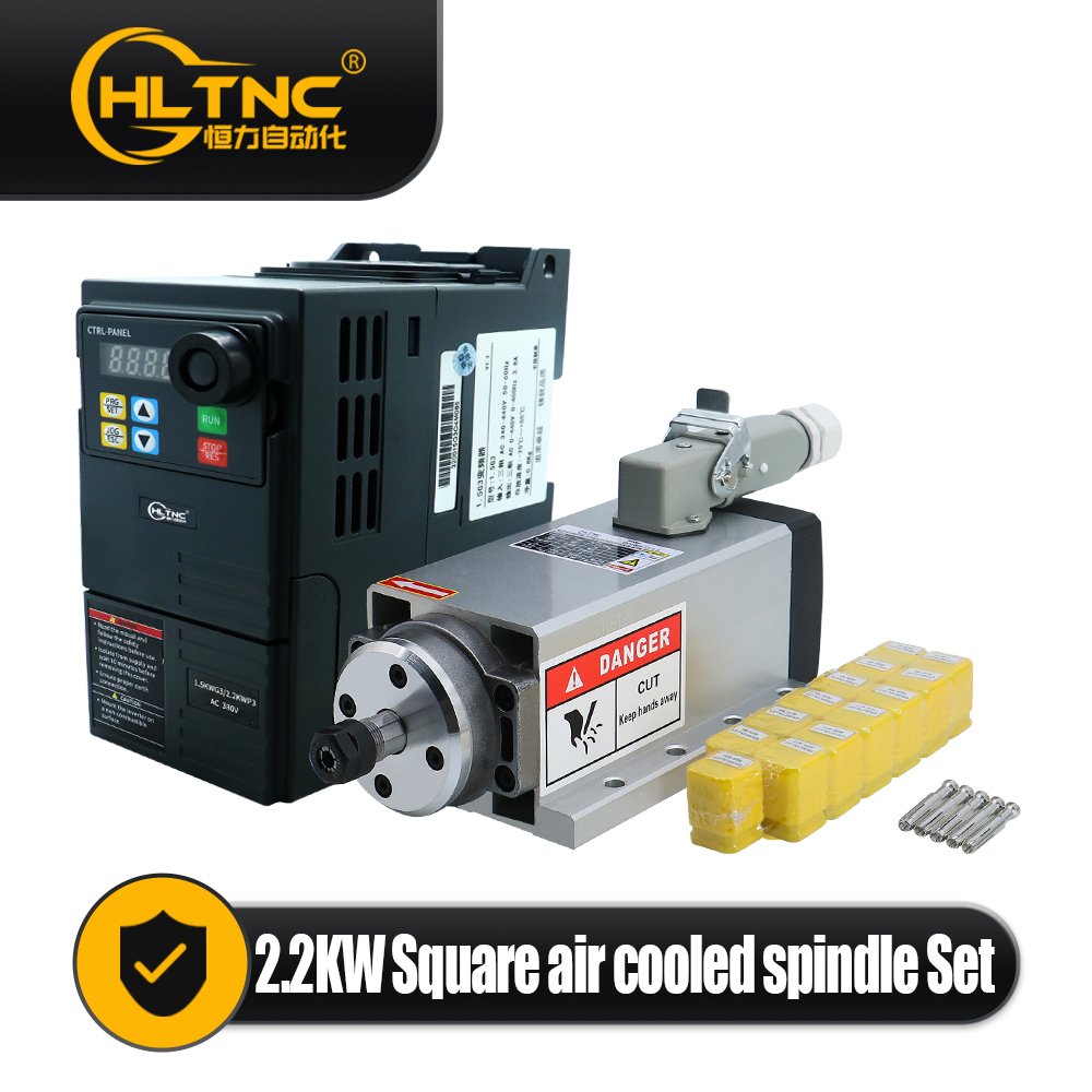 2.2KW Air Cooled Spindle Motor ER20 220V 24000rpm CNC Lathe Spindle Set for Advertising Carving Material Wood